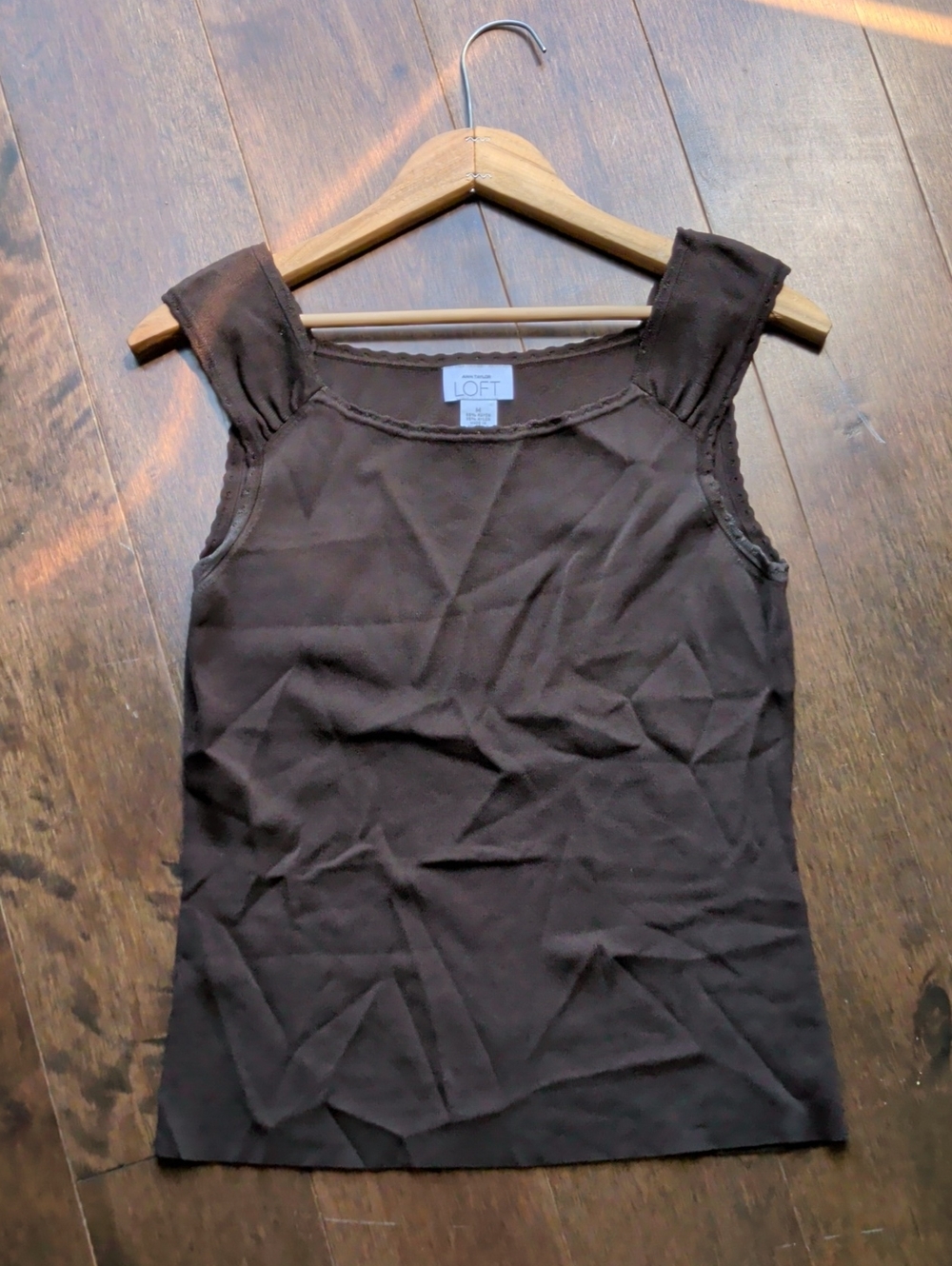 LOFT‎ Brown Ribbed Square Neck Tank